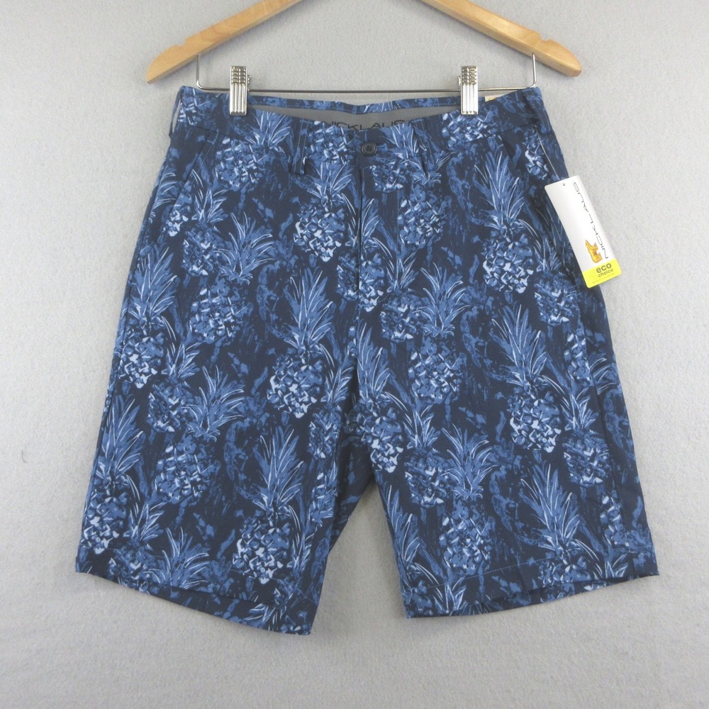 Nicklaus Golf Shorts Men 30‎ Blue Pineapples ECO Stretch Moisture Wicking NWT